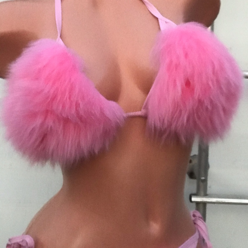 Pink Fuzzy Bikini Set - Picture 3 of 16